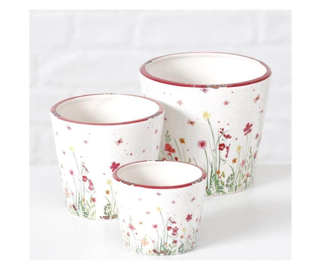 Set 3 ghivece Flowery – Boltze Home, Alb Boltze Home